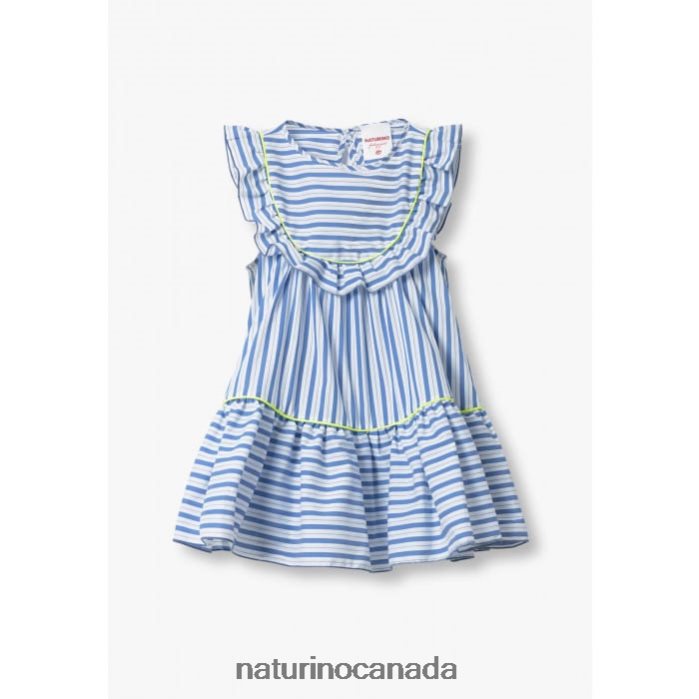 Kids NERISSA Z2N0TL617 Naturino Striped Dress White/Light Blue