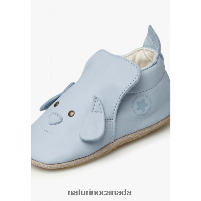 Baby DLIN Z2N0TL8 Naturino Crib Shoes with Doggie Patch Light Blue