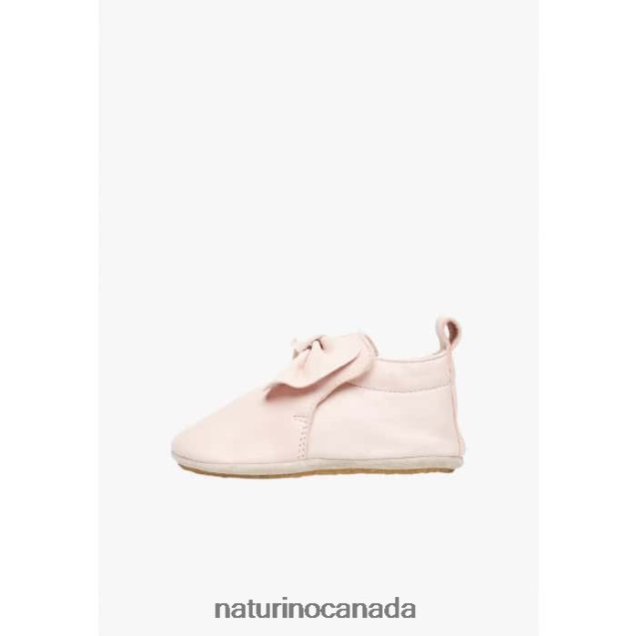 Baby PLOTE Z2N0TL10 Naturino Nappa Leather Crib Shoes with Bow Pink