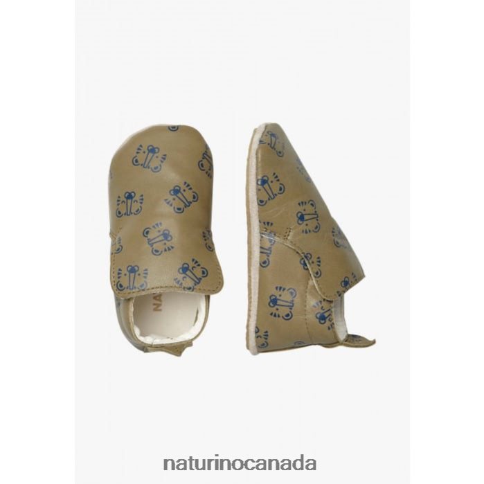 Baby PLUMARD Z2N0TL4 Naturino Crib Shoes with Tiger Print Dove Grey