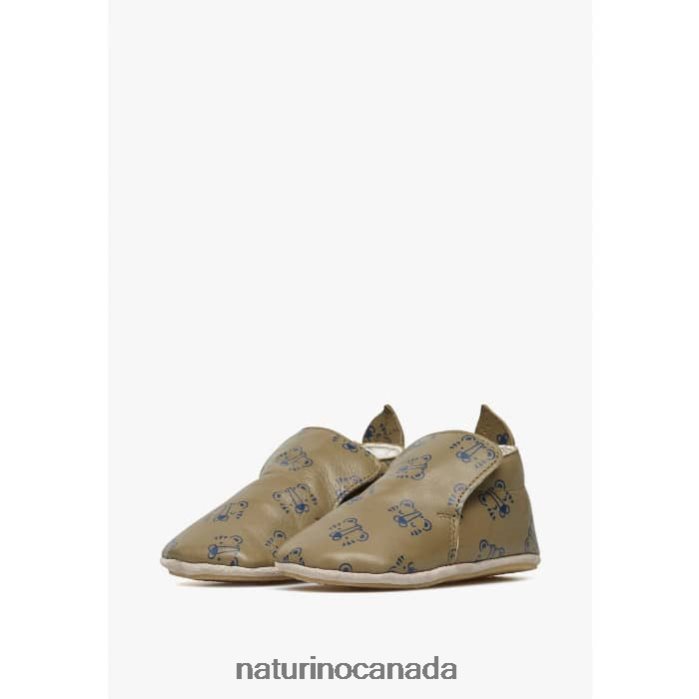 Baby PLUMARD Z2N0TL4 Naturino Crib Shoes with Tiger Print Dove Grey