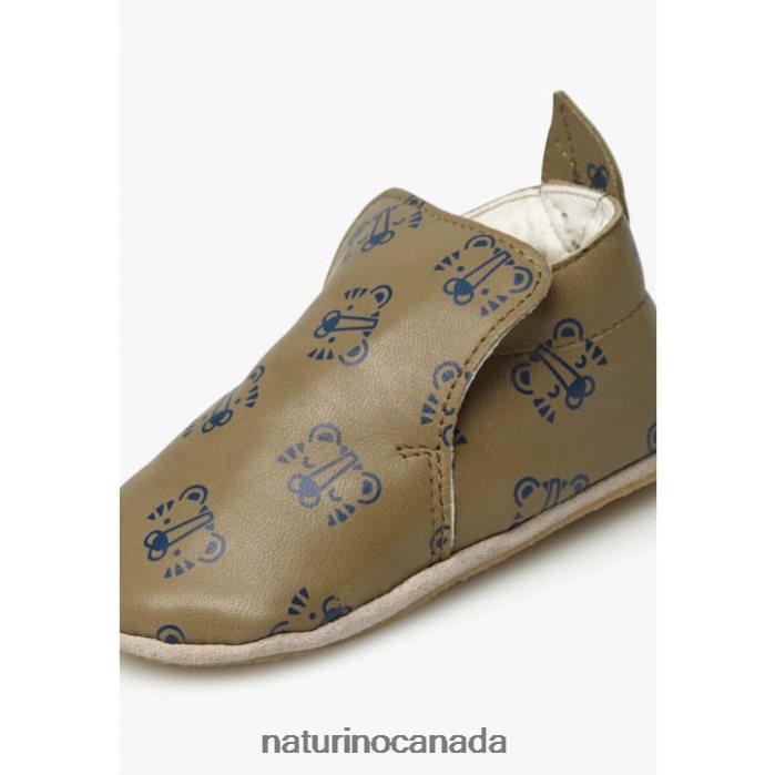 Baby PLUMARD Z2N0TL4 Naturino Crib Shoes with Tiger Print Dove Grey