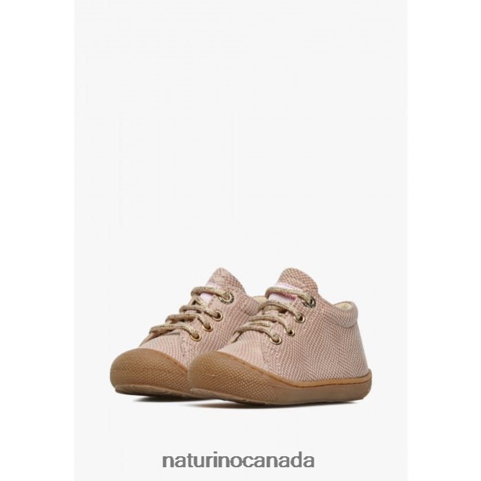 Kids COCOON Z2N0TL256 Naturino Leather First Step Shoes with Reptile Print Powder Pink