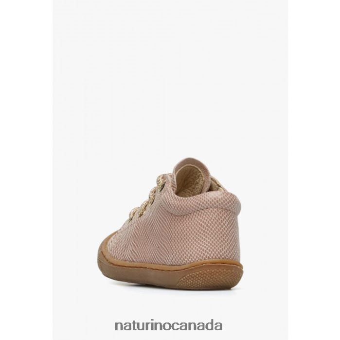 Kids COCOON Z2N0TL256 Naturino Leather First Step Shoes with Reptile Print Powder Pink