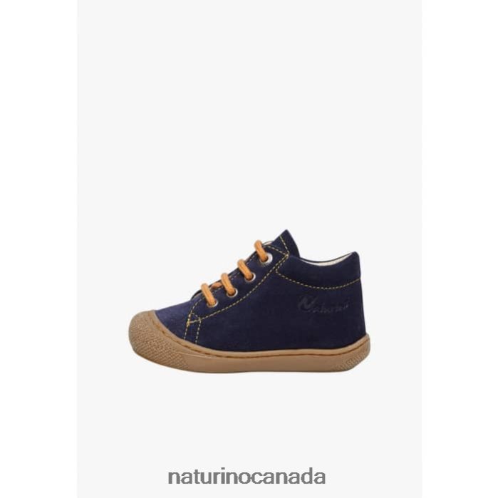 Kids COCOON Z2N0TL257 Naturino Suede First Steps Shoes Navy-Pumpkin