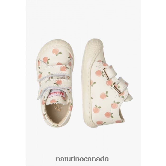 Kids COCOON VL Z2N0TL100 Naturino Apricot Print Leather Toddler Booties Cream