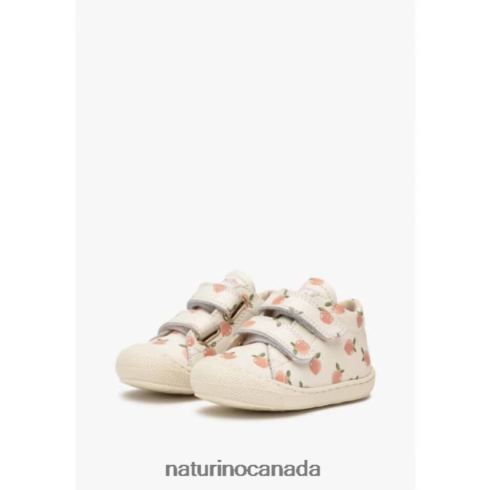 Kids COCOON VL Z2N0TL100 Naturino Apricot Print Leather Toddler Booties Cream