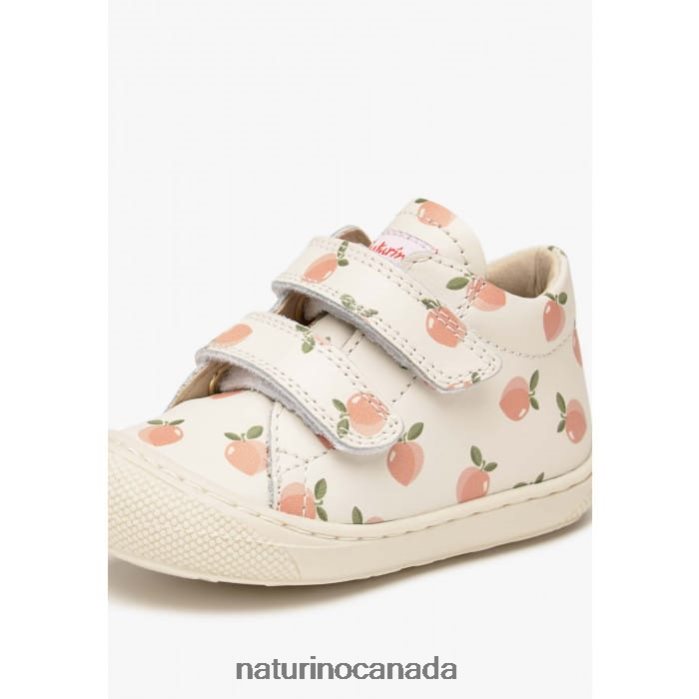 Kids COCOON VL Z2N0TL100 Naturino Apricot Print Leather Toddler Booties Cream