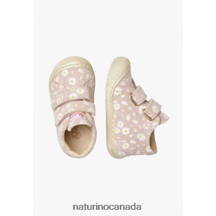 Kids COCOON VL Z2N0TL102 Naturino Suede First Steps Shoes with Daisy Print Pink
