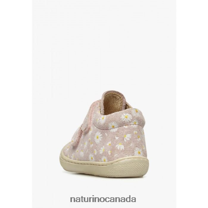 Kids COCOON VL Z2N0TL102 Naturino Suede First Steps Shoes with Daisy Print Pink