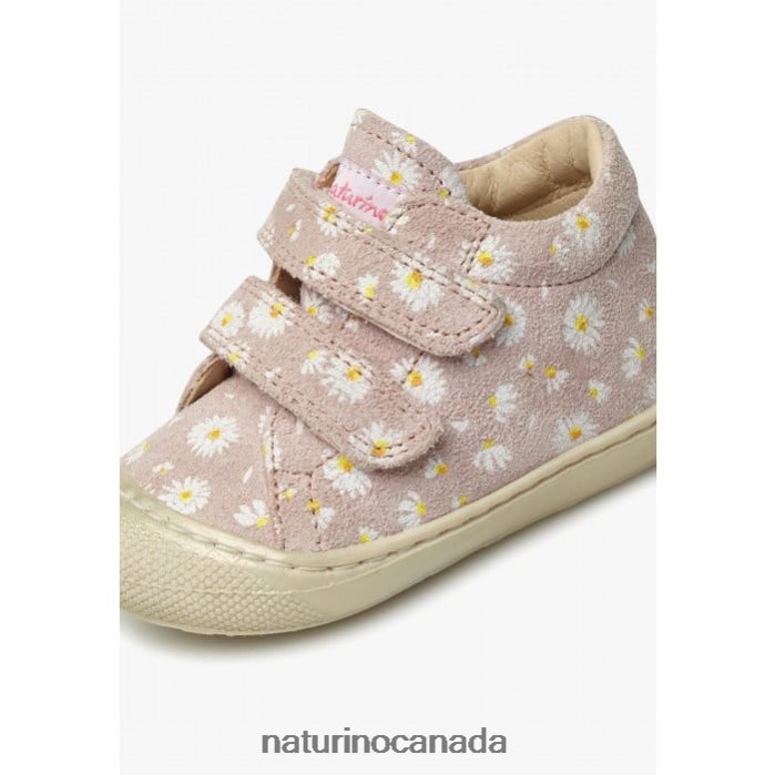 Kids COCOON VL Z2N0TL102 Naturino Suede First Steps Shoes with Daisy Print Pink