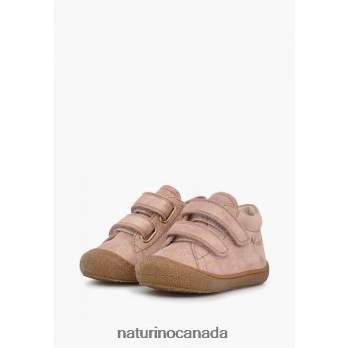 Kids COCOON VL Z2N0TL121 Naturino Glittered Suede First Step Shoes Antique Pink