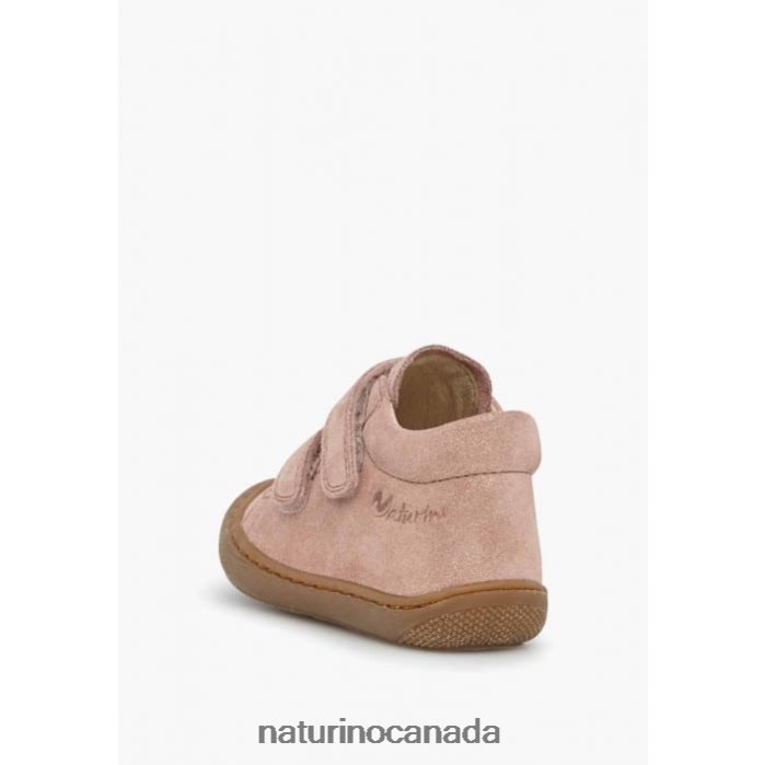 Kids COCOON VL Z2N0TL121 Naturino Glittered Suede First Step Shoes Antique Pink