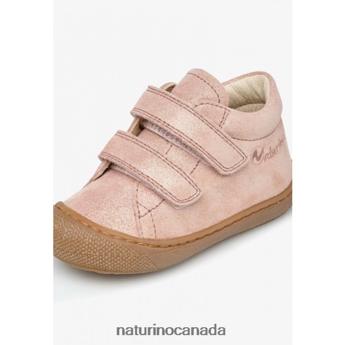 Kids COCOON VL Z2N0TL121 Naturino Glittered Suede First Step Shoes Antique Pink
