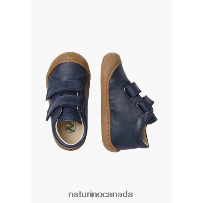 Kids COCOON VL Z2N0TL138 Naturino First Steps Shoes In Nappa Leather Midnight Blue