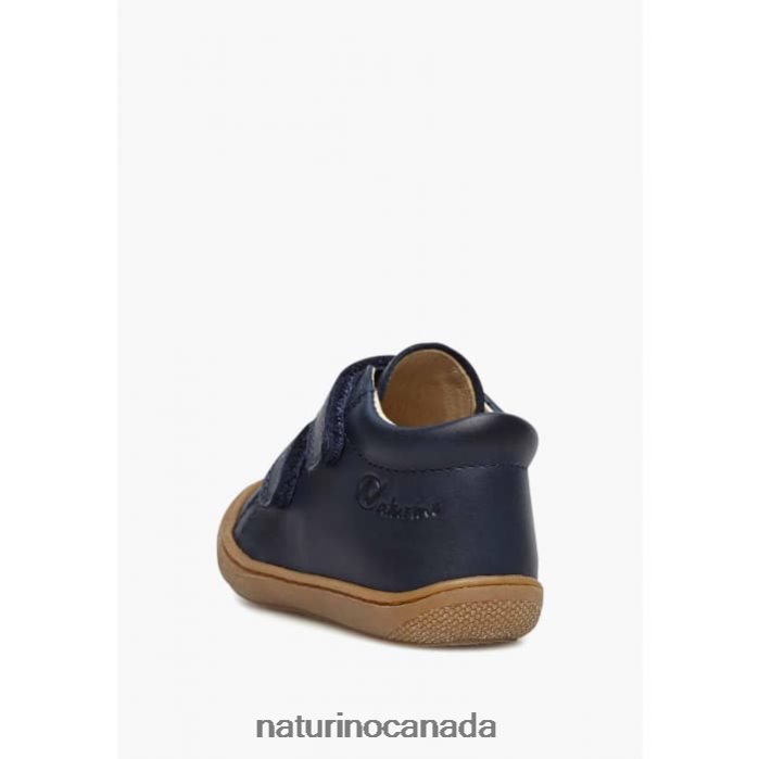 Kids COCOON VL Z2N0TL138 Naturino First Steps Shoes In Nappa Leather Midnight Blue