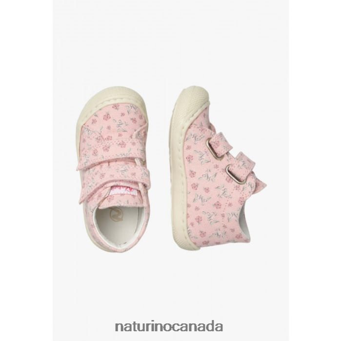 Kids COCOON VL Z2N0TL156 Naturino Fabric First Step Shoes with Rose Print Pink