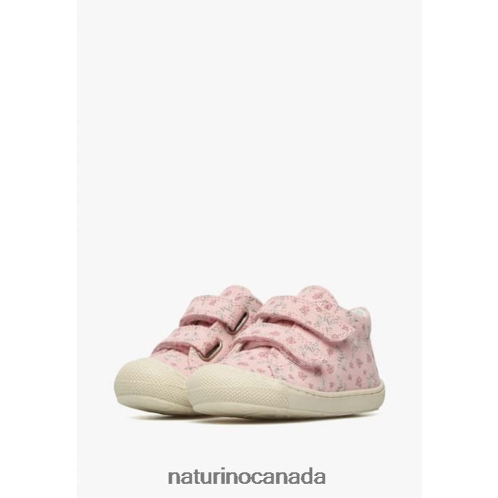 Kids COCOON VL Z2N0TL156 Naturino Fabric First Step Shoes with Rose Print Pink