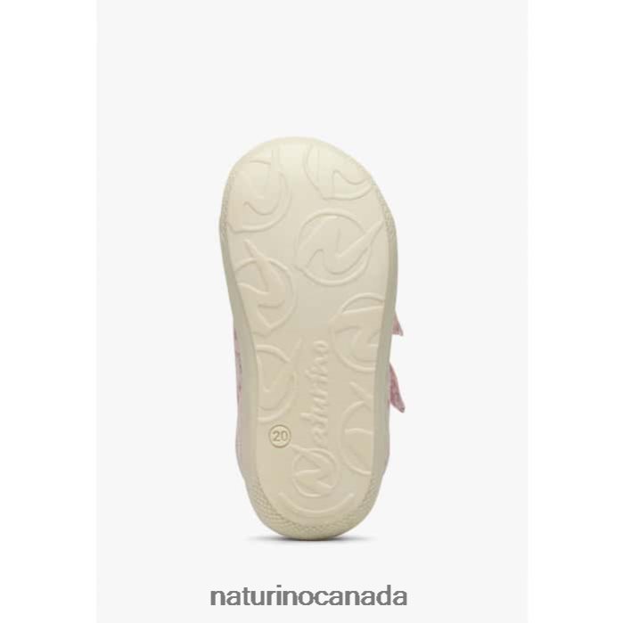 Kids COCOON VL Z2N0TL156 Naturino Fabric First Step Shoes with Rose Print Pink