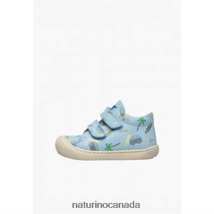 Kids COCOON VL Z2N0TL159 Naturino Leather First Steps Shoes Sky Blue