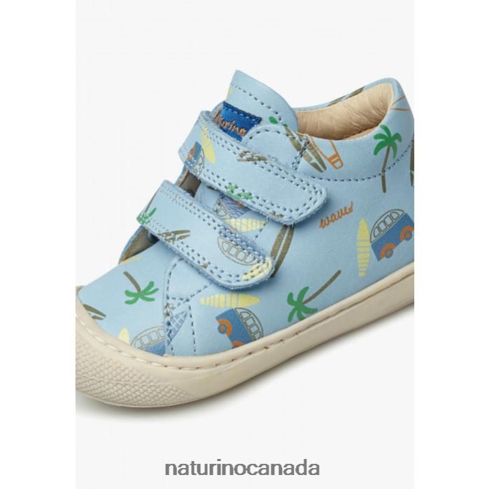 Kids COCOON VL Z2N0TL159 Naturino Leather First Steps Shoes Sky Blue