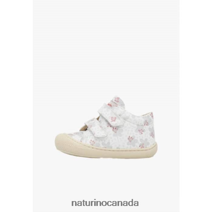 Kids COCOON VL Z2N0TL160 Naturino Leather First Steps Shoes White-Silver