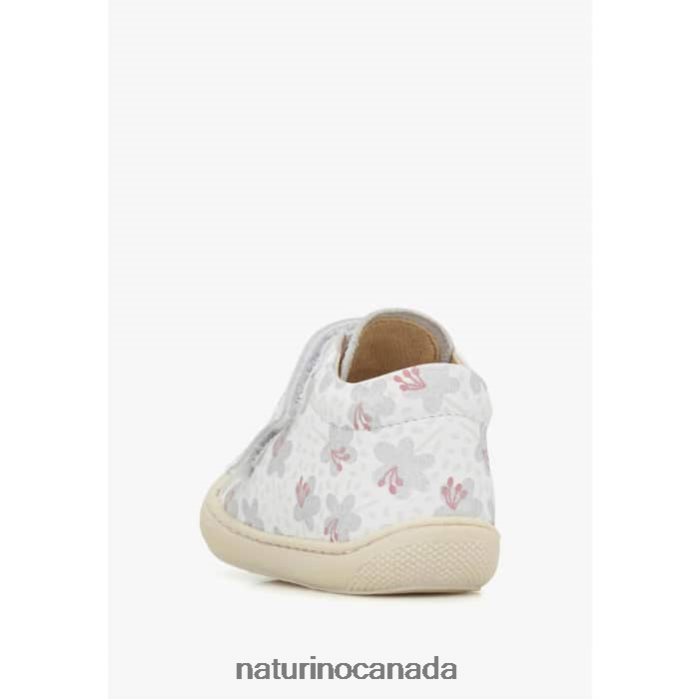 Kids COCOON VL Z2N0TL160 Naturino Leather First Steps Shoes White-Silver