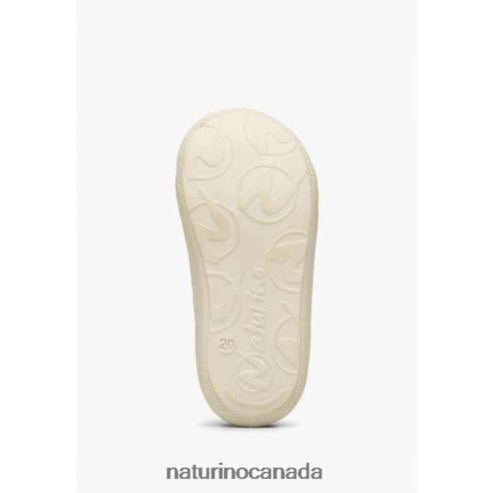 Kids COCOON VL Z2N0TL160 Naturino Leather First Steps Shoes White-Silver