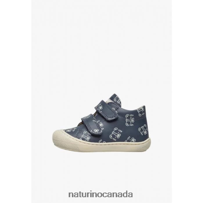 Kids COCOON VL Z2N0TL162 Naturino Leather Toddler Shoes with Tiger Print Navy