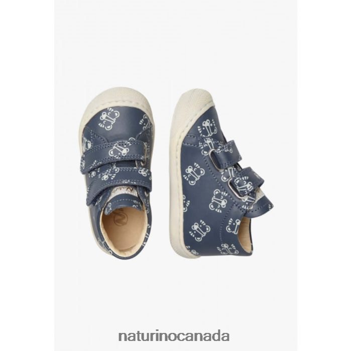 Kids COCOON VL Z2N0TL162 Naturino Leather Toddler Shoes with Tiger Print Navy