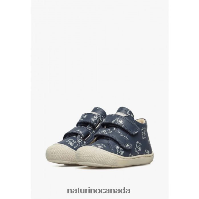 Kids COCOON VL Z2N0TL162 Naturino Leather Toddler Shoes with Tiger Print Navy