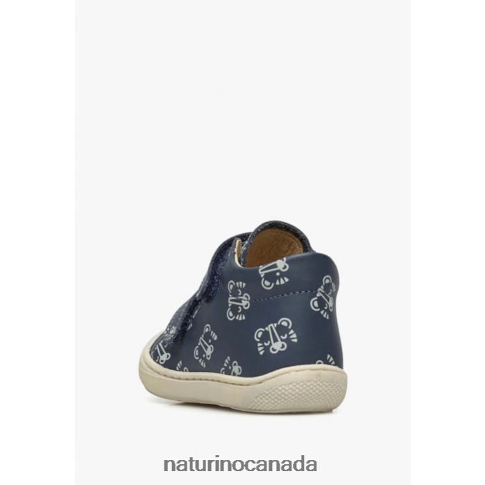 Kids COCOON VL Z2N0TL162 Naturino Leather Toddler Shoes with Tiger Print Navy