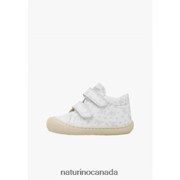 Kids COCOON VL Z2N0TL164 Naturino Fabric First Step Shoes with Rose Print White