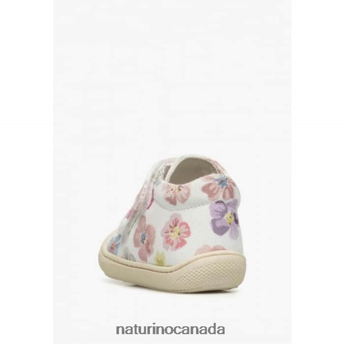 Kids COCOON VL Z2N0TL166 Naturino Fabric First Steps Shoes with Floral Print White