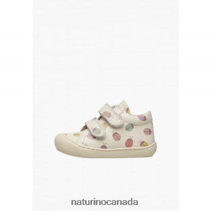 Kids COCOON VL Z2N0TL175 Naturino Ladybug Print Leather Toddler Booties Cream
