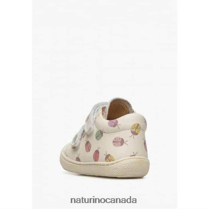 Kids COCOON VL Z2N0TL175 Naturino Ladybug Print Leather Toddler Booties Cream