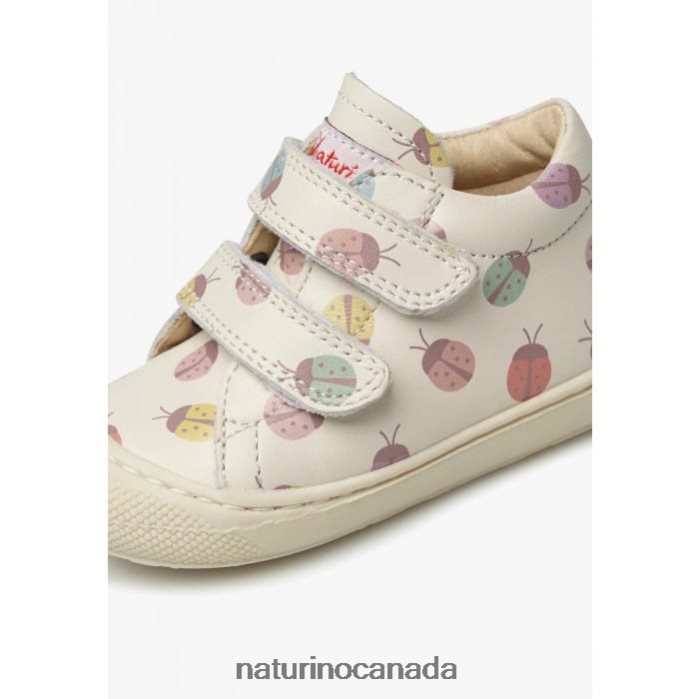 Kids COCOON VL Z2N0TL175 Naturino Ladybug Print Leather Toddler Booties Cream