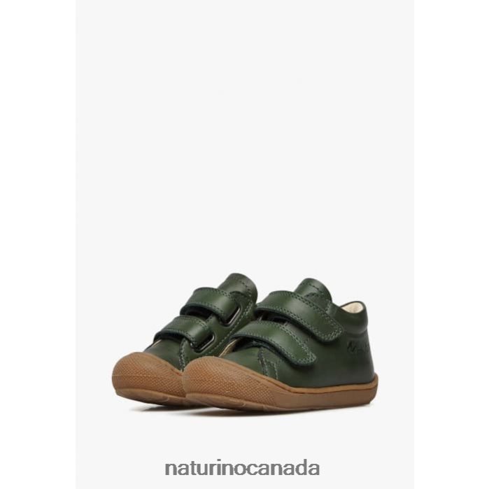 Kids COCOON VL Z2N0TL187 Naturino First Steps Shoes In Nappa Leather Dark Green
