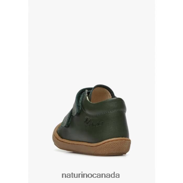 Kids COCOON VL Z2N0TL187 Naturino First Steps Shoes In Nappa Leather Dark Green