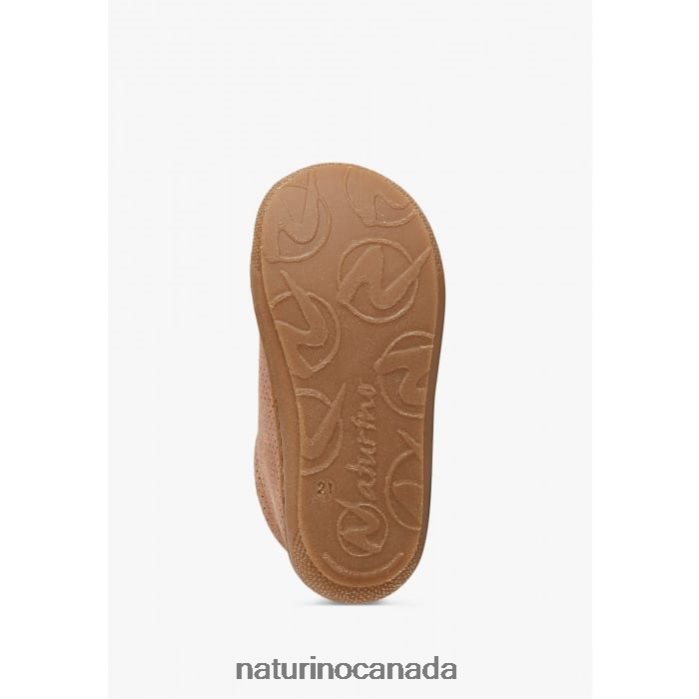 Kids COCOON VL Z2N0TL193 Naturino Glittered Suede First Step Shoes Antique Pink