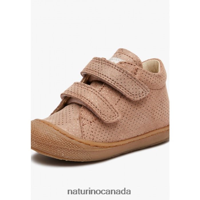 Kids COCOON VL Z2N0TL193 Naturino Glittered Suede First Step Shoes Antique Pink