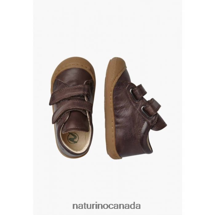 Kids COCOON VL Z2N0TL195 Naturino First Steps Shoes In Nappa Leather Dark Brown