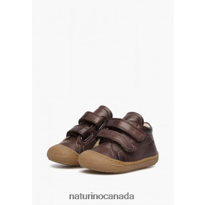 Kids COCOON VL Z2N0TL195 Naturino First Steps Shoes In Nappa Leather Dark Brown