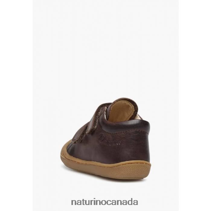Kids COCOON VL Z2N0TL195 Naturino First Steps Shoes In Nappa Leather Dark Brown