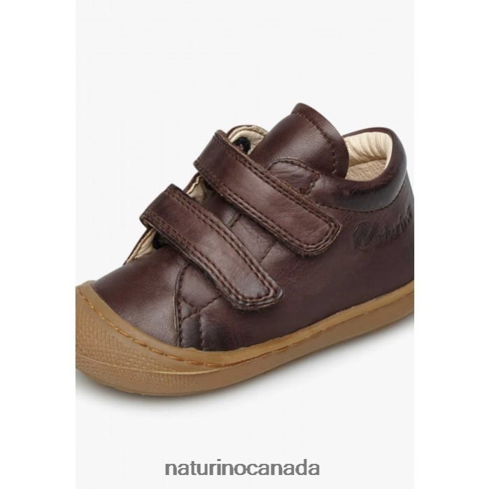 Kids COCOON VL Z2N0TL195 Naturino First Steps Shoes In Nappa Leather Dark Brown