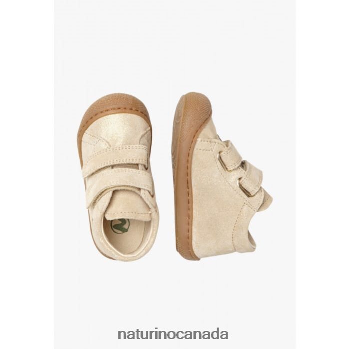 Kids COCOON VL Z2N0TL207 Naturino Glittered Suede First Step Shoes Platinum