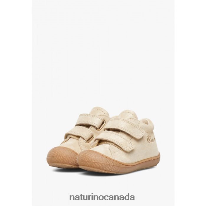 Kids COCOON VL Z2N0TL207 Naturino Glittered Suede First Step Shoes Platinum