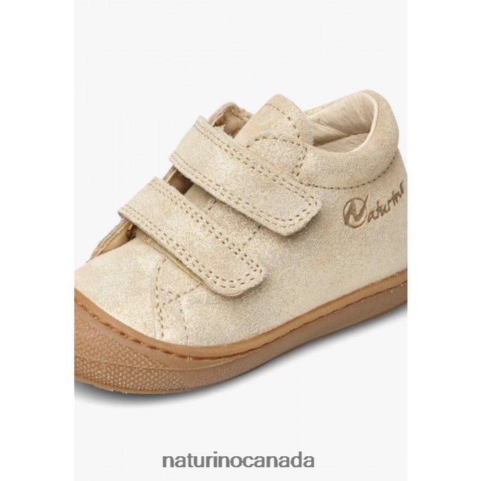 Kids COCOON VL Z2N0TL207 Naturino Glittered Suede First Step Shoes Platinum