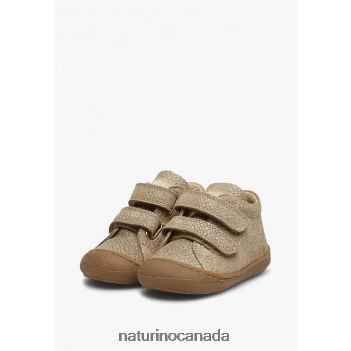 Kids COCOON VL Z2N0TL226 Naturino Laminated Suede First Step Shoes Platinum