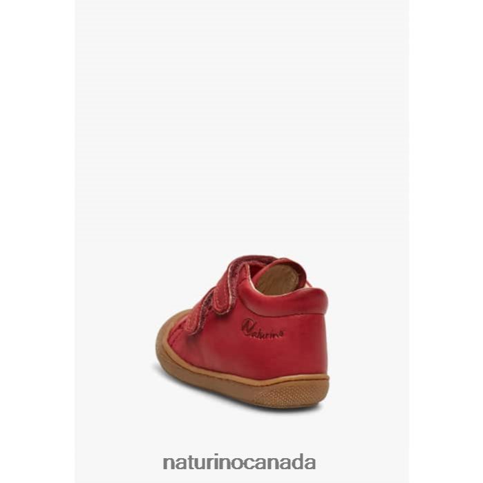 Kids COCOON VL Z2N0TL227 Naturino First Steps Shoes In Nappa Leather Garnet-Red